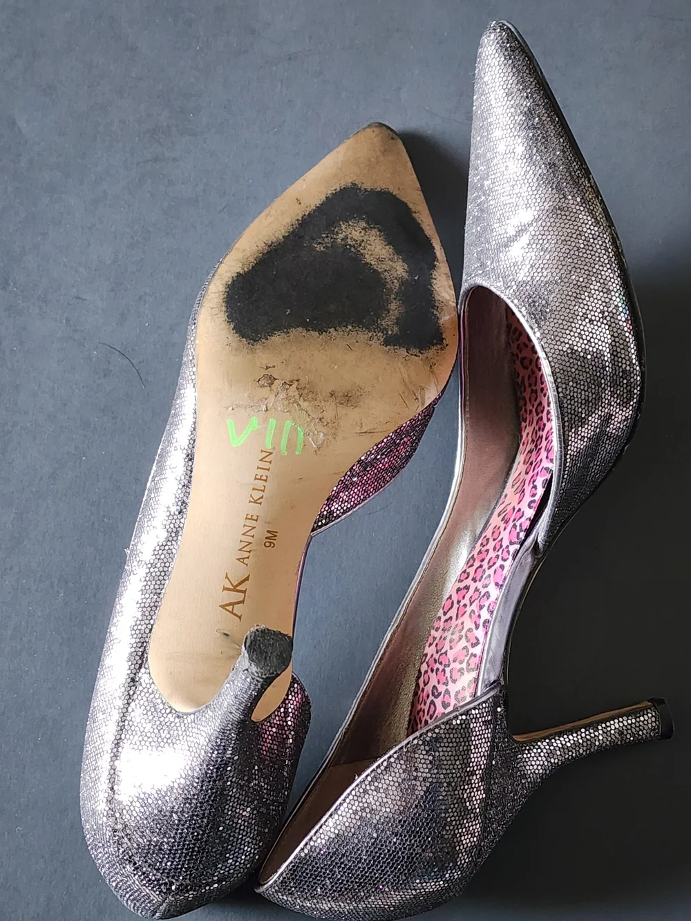 Anne Klein Women's Pointed Toe -Glitter Pumps in Silver